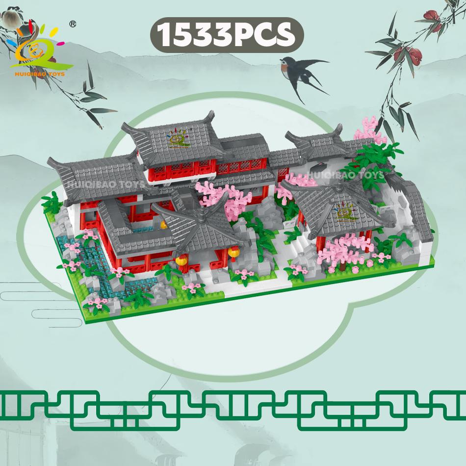 Classic Suzhou Gardens Mini Micro MOC Model Building Block Traditional Architecture House Set DIY Bricks Toys for Adult