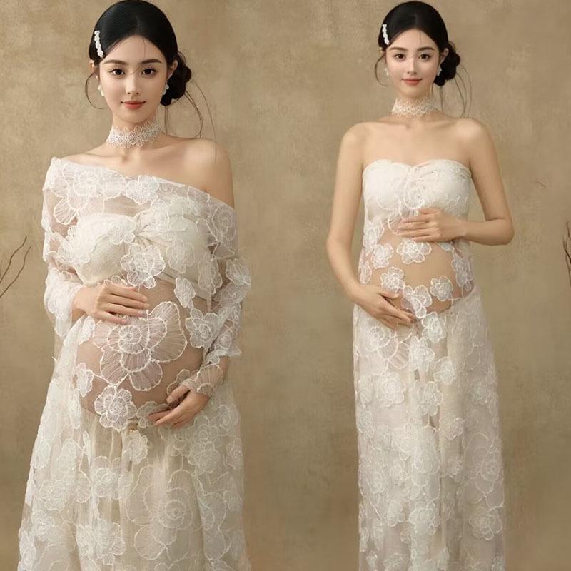 Vintage French-Chinese Maternity Photoshoot Gowns for Home or Studio One Size