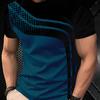 T-shirt Traspirante da Uomo a Maniche Corte in Poliestere - T-shirt alla Moda con Stampa Digitale a Righe Nere e Grigie - Traspirante