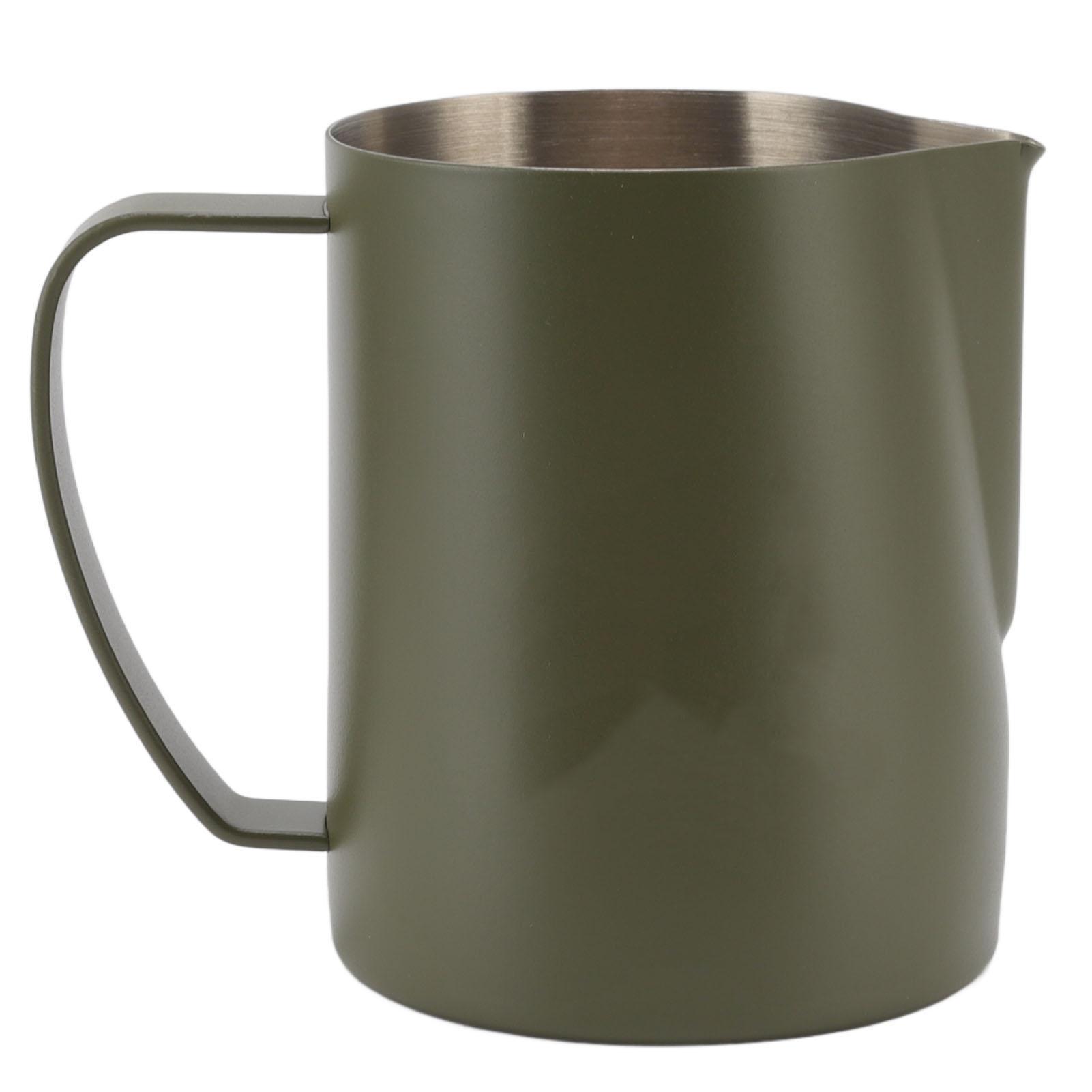 

Frothing Jug Pitcher Falcon Beak Tip 304 Stainless Steel Milk Frother Cup for Home Cafe 600ml OD Green L