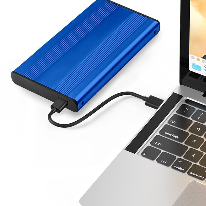 Qoltec Aluminiumgehäuse | Tasche für 2,5" HDD SSD Laufwerke SATA3 | USB 3.0 | Blau