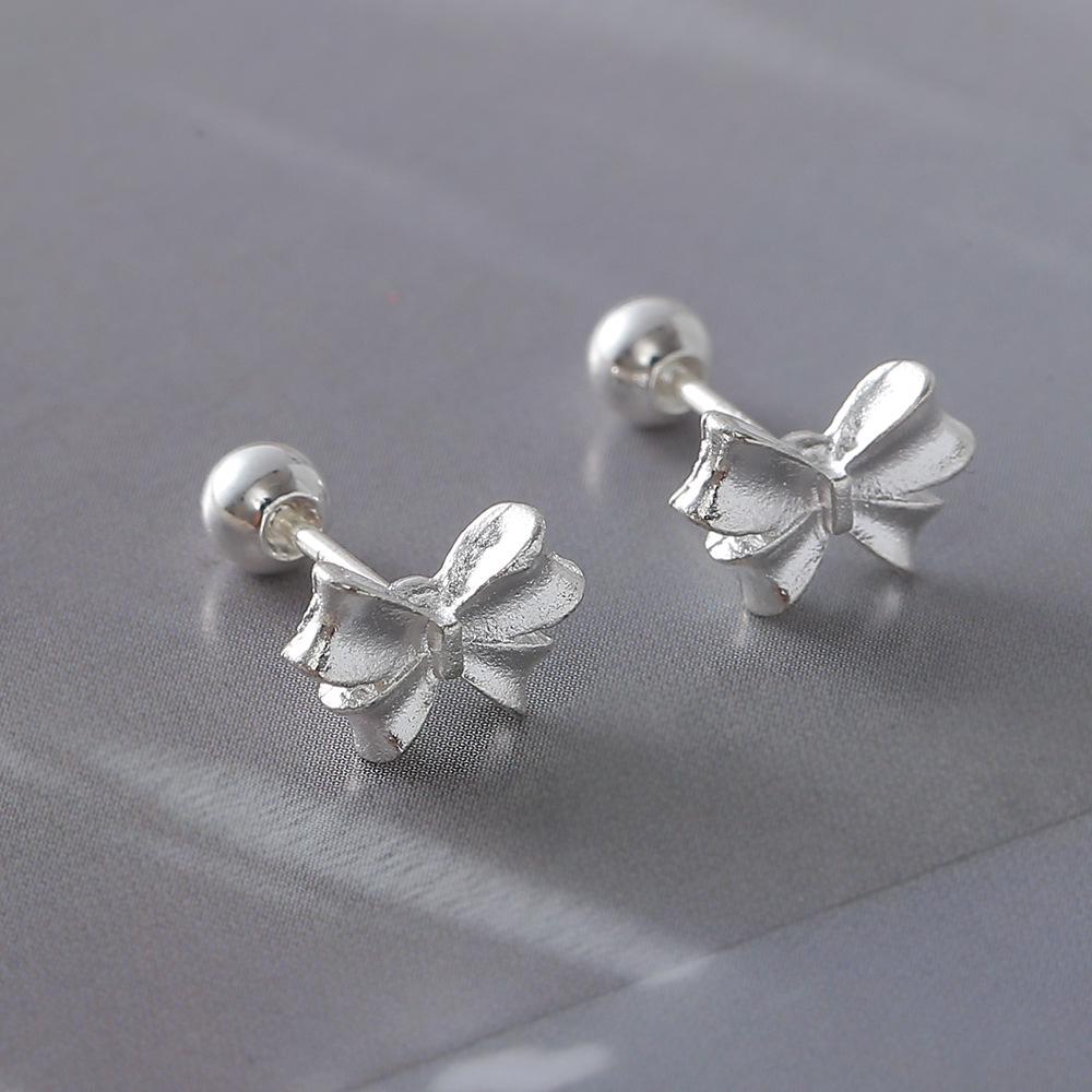 Sweet Bow Stud Earrings for Women – Fashionable, Small, Versatile, Anti-Lost Screw Back.