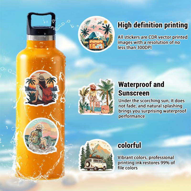 50PCS World Travel Stickers Pack Outdoor Travel Stickers Hiking Adventure Camping Decals for Scrapbooking, Luggage, Water Bottle