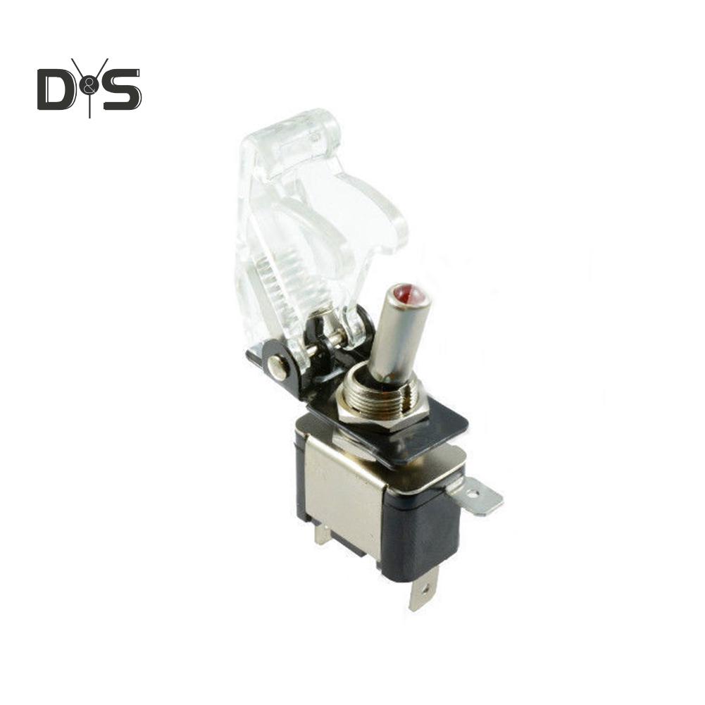 Car Accessories Car Dash Toggle SPST ON-OFF Illuminated LED Flip Up Cover Flick Switch