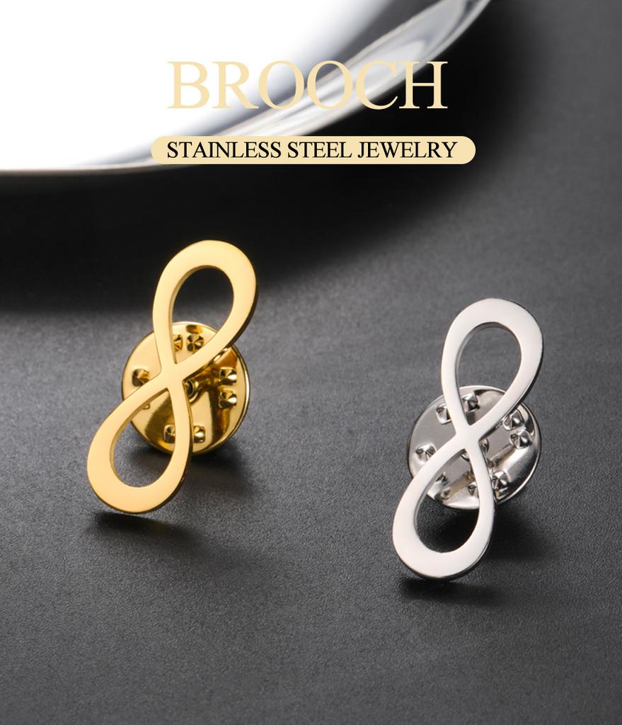 Dawapara Classic Infinity Symbol Brooch Endless Love and Friendship Lapel Pin Stainless Steel Accessories