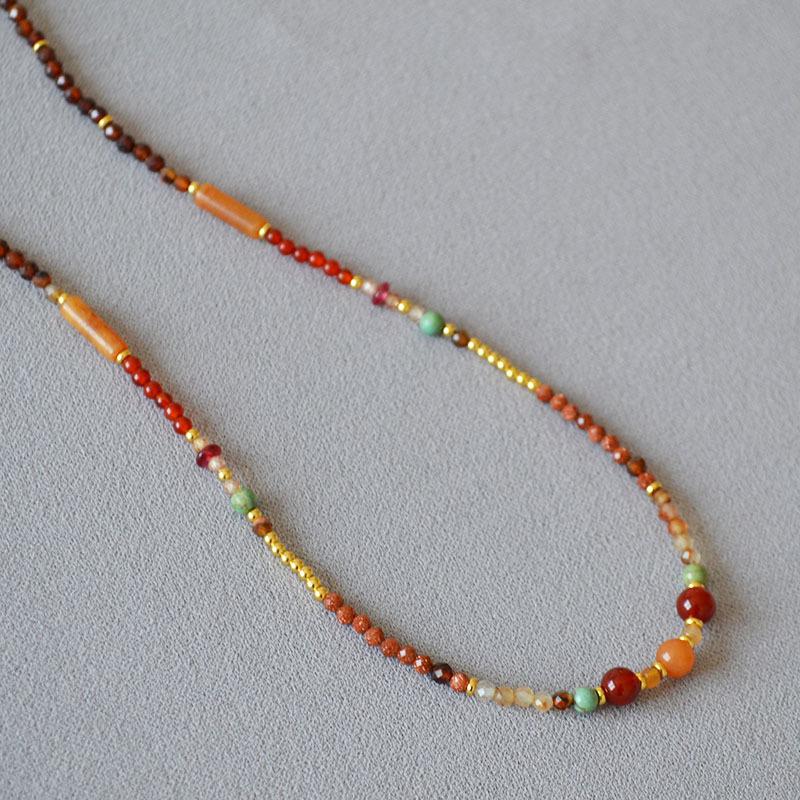 

Нишевый дизайн Майяра ретро литературный настоящий камень бисер двухслойное ожерелье