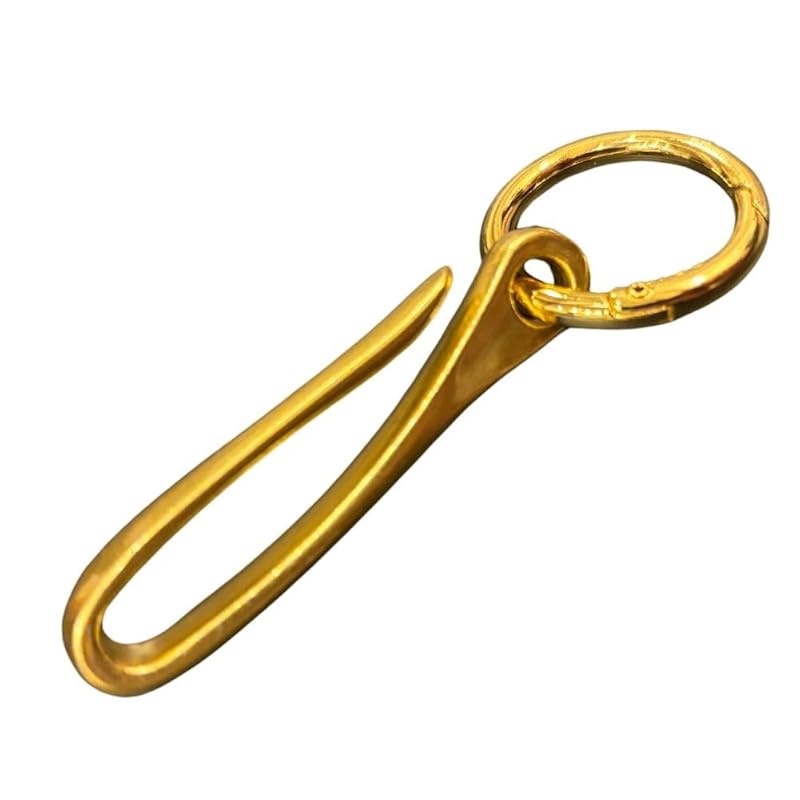 

[DAZUMA] key ring fishing hook key hook antique wallet chain vintage key ring metallic handmade Tsuribari round carabiner Tsurimaru (gold)