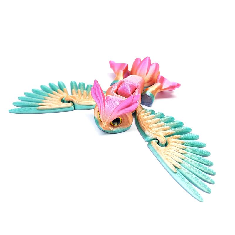3D Printed Flying Owl Toy:Lifelike Desk Decor with Movable Wings for Realistic Soaring - Educational Gift