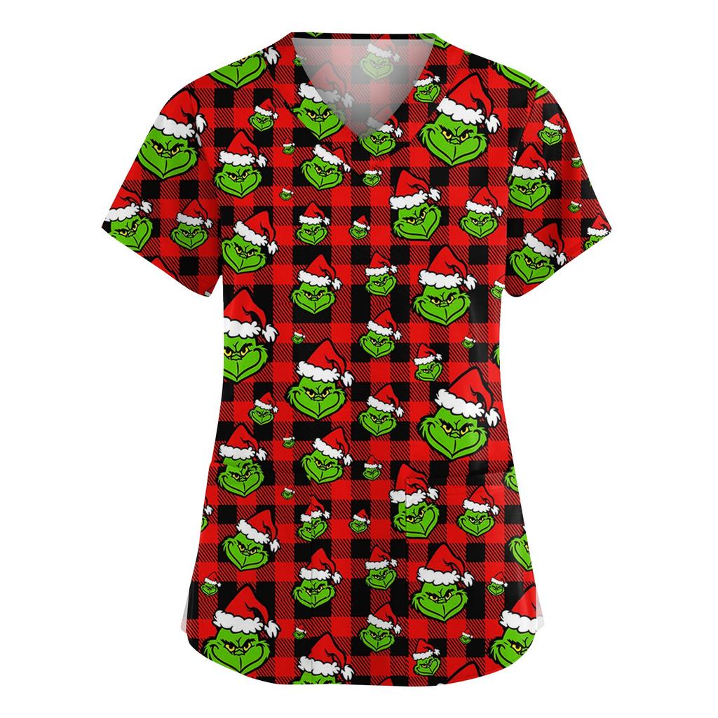 Women's Fashion V-Neck Short Sleeve Overalls With Pockets  Print Tops  Clothes