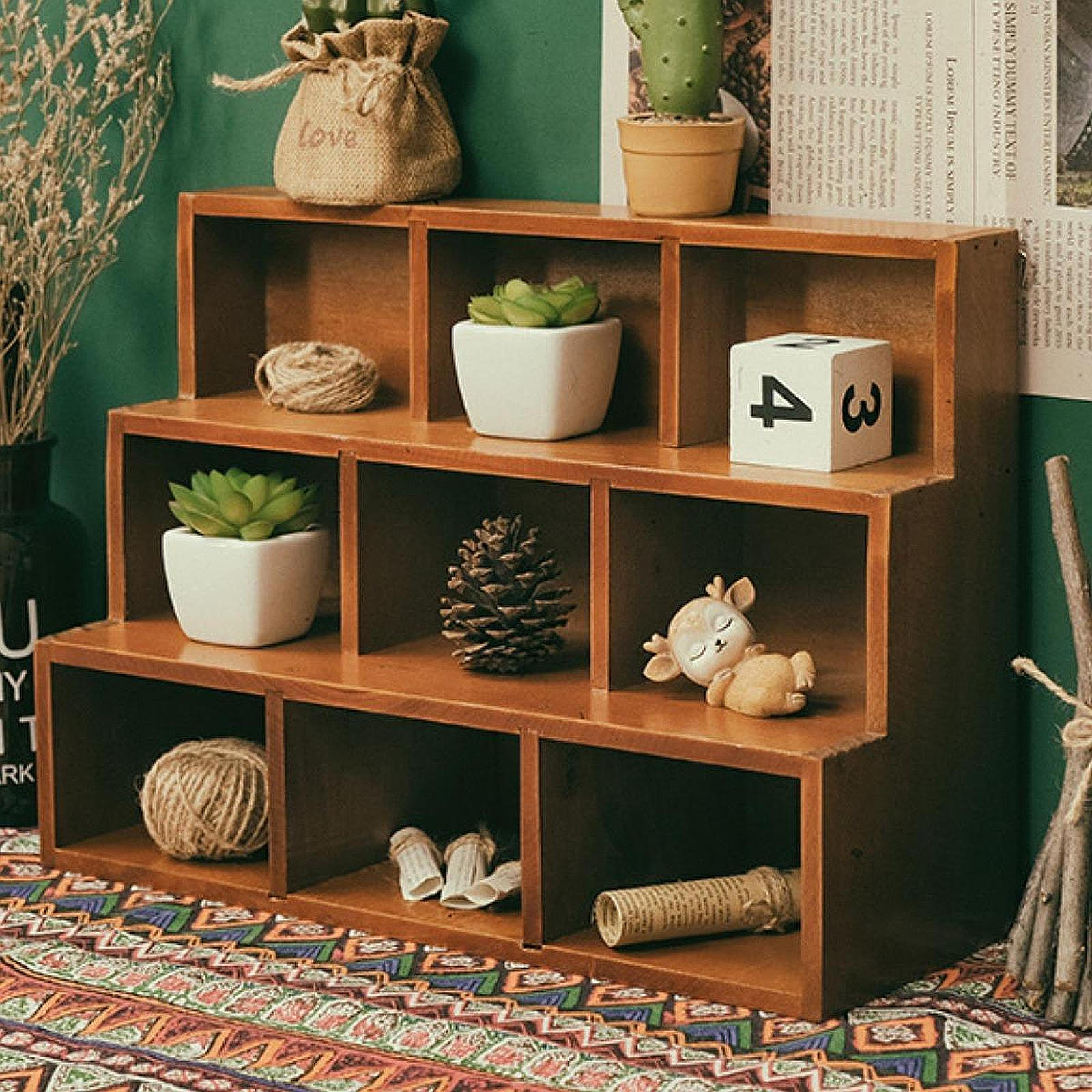 

Деревянная решетчатая лестница-кронштейн, деревенская, практичная, прочная плавающая полка для ювелирных изделий, мини-фигурка 37.5cmx14cmx27cm