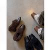 Winter Fluffy Shoes Women's Inner Height Increase Versatile Square Head Plush Warm Single Shoes Women