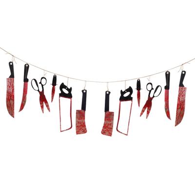 Happy Halloween Paper Banners Bloody Hanging Decoration Cutting Tool Banner
