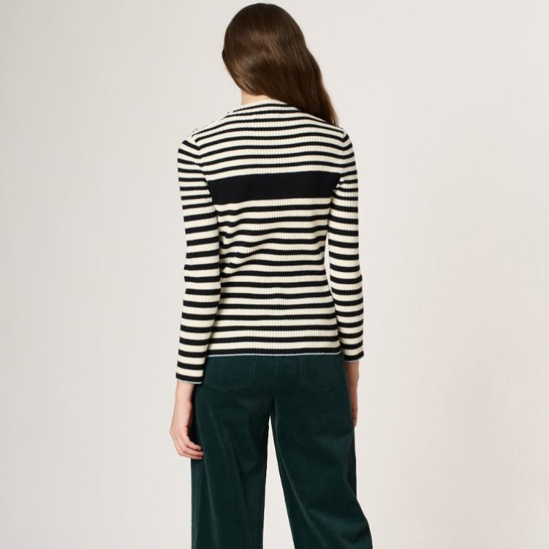 Bcbg Mock Neck Stripe Knit Top B3w9k305