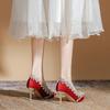 Beautiful Bridal Wedding Shoes Niche High-end Sense Pearl Retro Red High Heels Women's Spring 2025 New Models