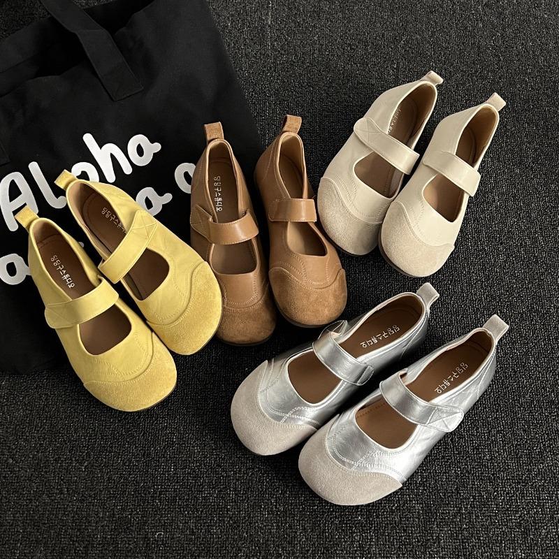 New summer platform heightening shoes leather Mary Jane shoes women's versatile casual breathable single shoes Velcro