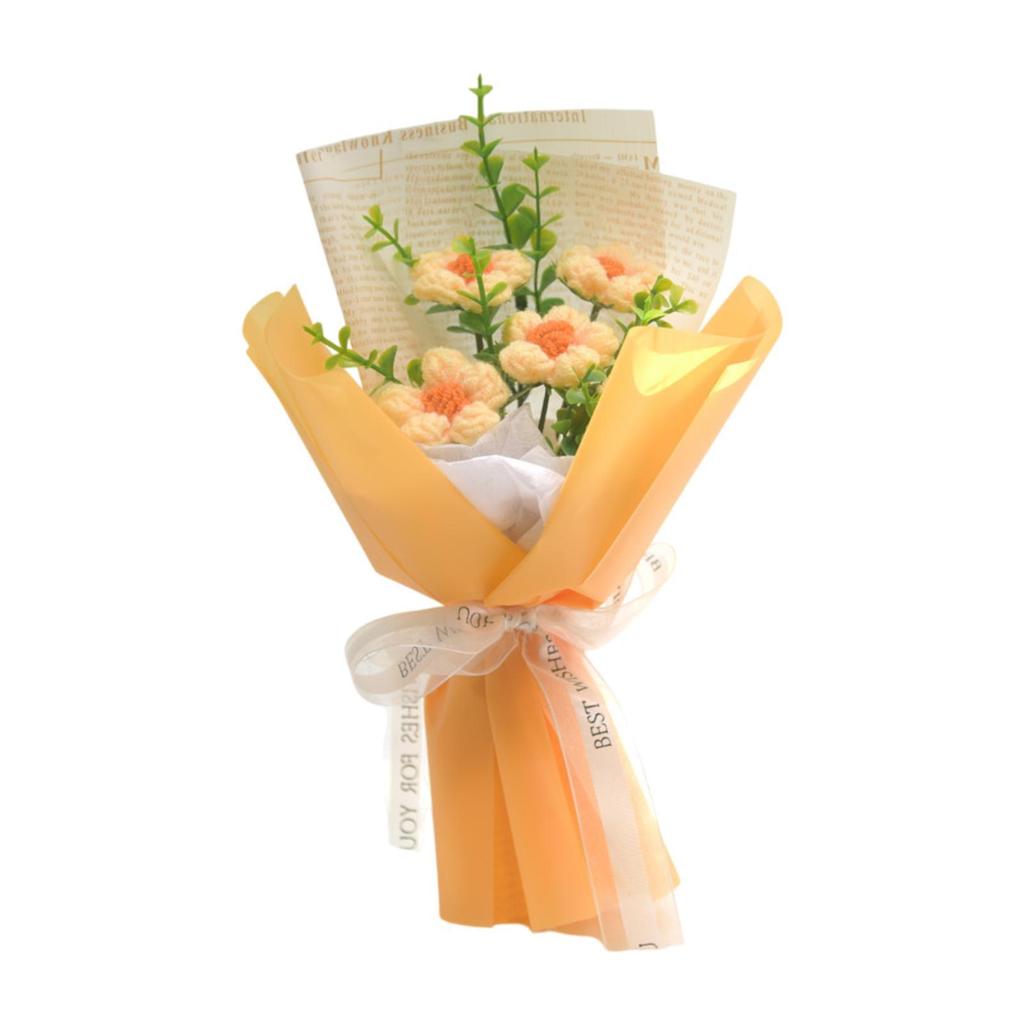 Crochet Flower Bouquet for Home Decor Handmade Knitted Bouquet for Photography Props Anniversary Wedding Ceremony Mother Day