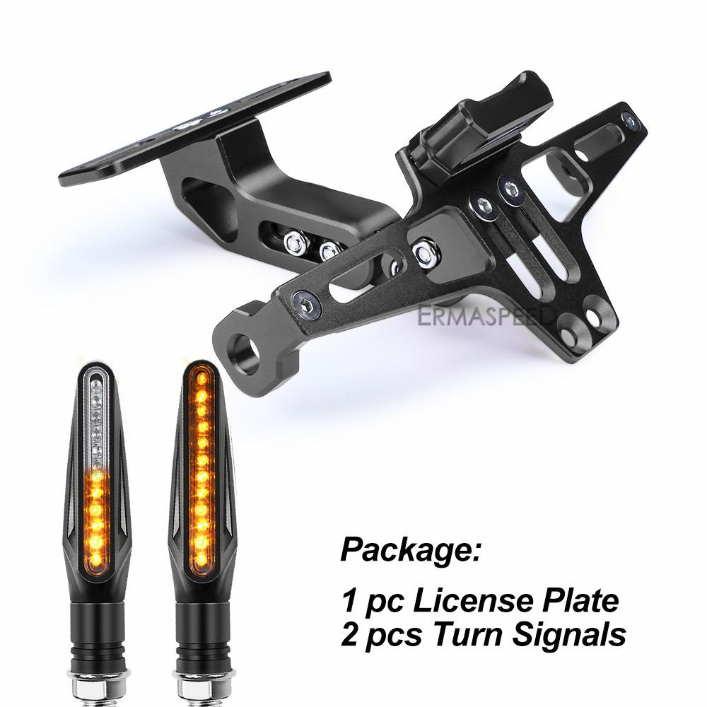Universal Motorcycle License Plate Bracket Fender Eliminator Kit With Led Light For Motorbike Z750 Z900 Z1000 ER6N ZX6R