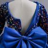 European & American Cross-Border Girls' Sequined Princess Long-Sleeve Evening Dress for Age 1