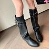 2024 Winter Luxury Designer Winter Women's Western Cowboy Boots Ladies Elegant Rider Long Boots Square Heel Womens Shoes