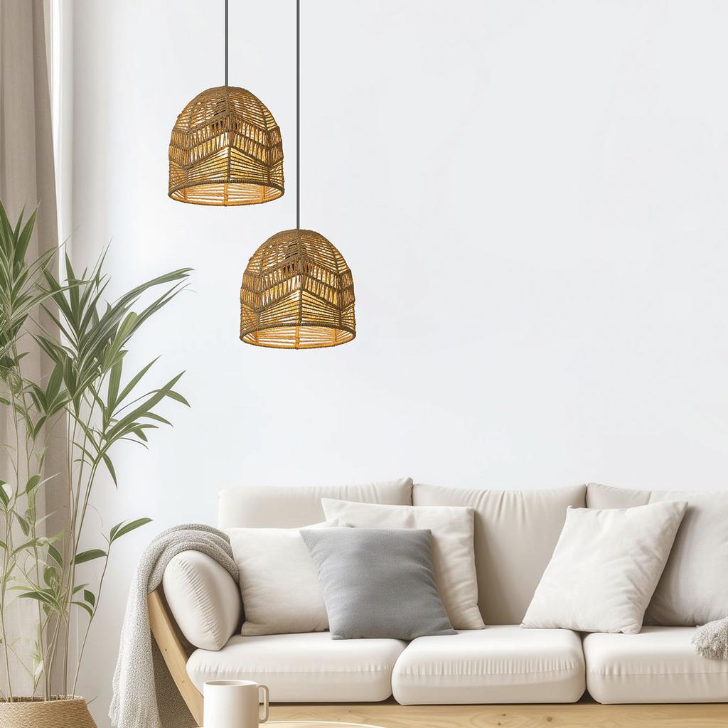 Paper Rope Lamp Shade – Handwoven Creative Pendant Light Fixture, Elegant Decor for Bedrooms, Homestays, Hotels & Restaurants
