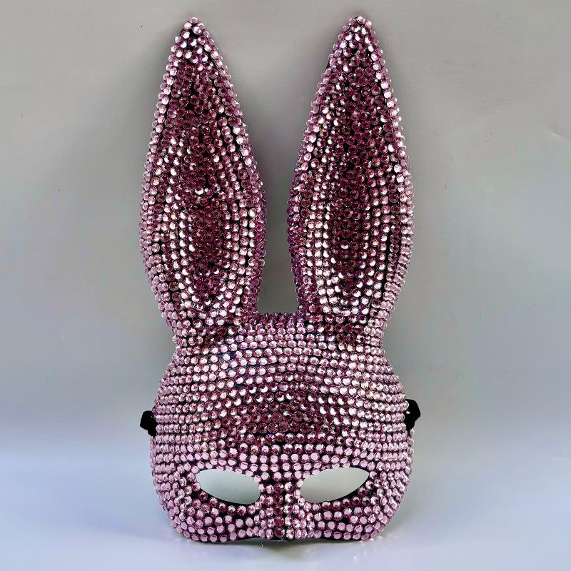 Halloween Animal Party Sequin Rabbit Mask, Cosplay Masquerade Stage Performance Animal Dress Up Photo Prop for Adults Kids