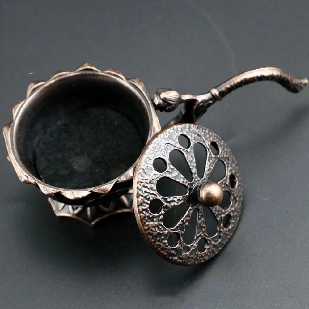 Hollow Out Lotus Incense Burner with Handle Aroma Furnace  Home Interior Decoration