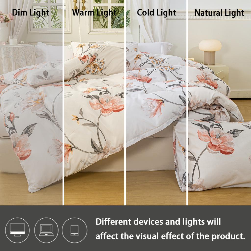 3pcs/set Leaf Floral Pattern Duvet Cover Set(1 Duvet Cover & 2 PillowcaseSoft And Skin-Friendly Duvet Cover Bedding Set For