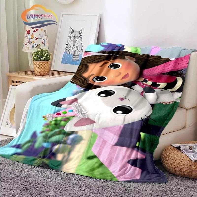 Cartoon Gabby's Dollhouse Cute Cashmere Blanket Children and Girls Warm Portable Plush Cozy Throw Blanket Bed Sofa Blanket