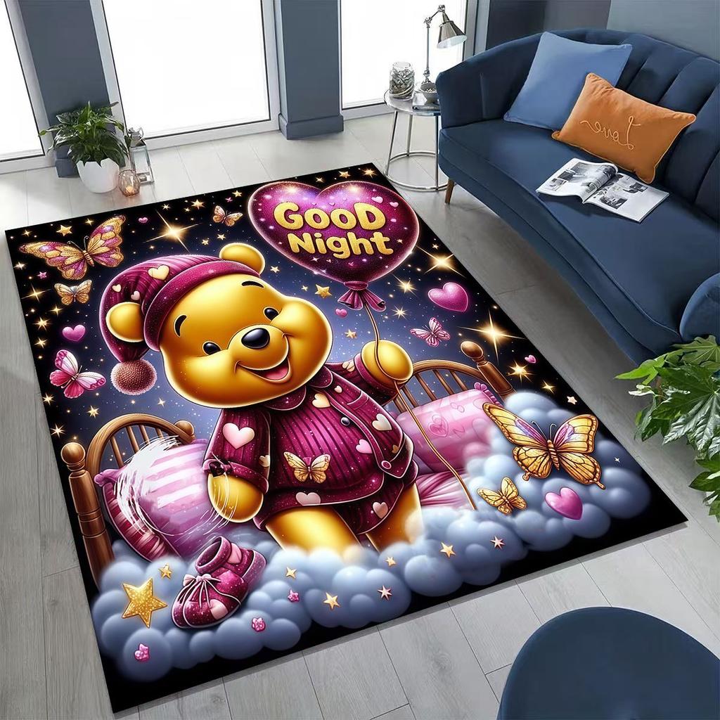 New Cute Winnie Pooh Bear Cartoon Rug for Bedroom Living Room Sofa Home Doormat Decor, Large Kids Play Non-slip Floor Mat