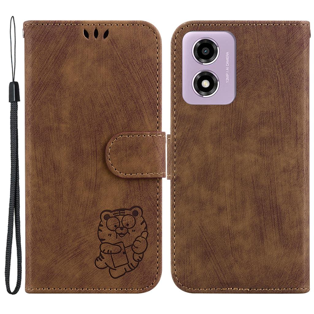 Stand Case for Motorola Moto G04s 4G/E14 4G Cute Tiger Imprint Leather Wallet Phone Cover