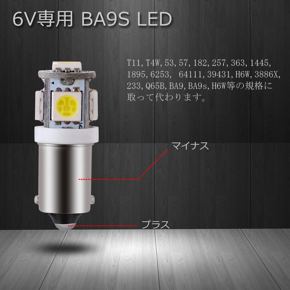 Grandview BA9S LED Bulb DC6V Pinball Machine Light Meter Sphere Map Lamp 5050 Chips 5 Rows White 20pcs