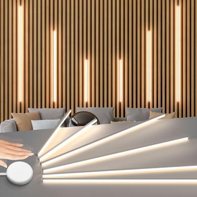 6 Peças LED Dar Luz Regulável para Painel de Parede Ripado de Madeira em Paralelo com Interruptor Sensor de Toque para Decoração de Parede (2*30cm +2*40cm+2*50cm)