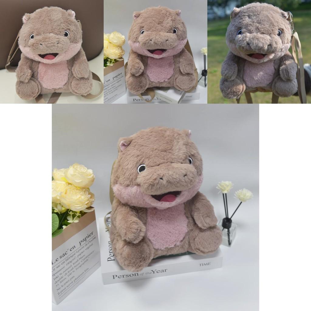 Adorable Plush Hippopotamus Backpack With Soft Pp Cotton Fill And Big Smiling Face