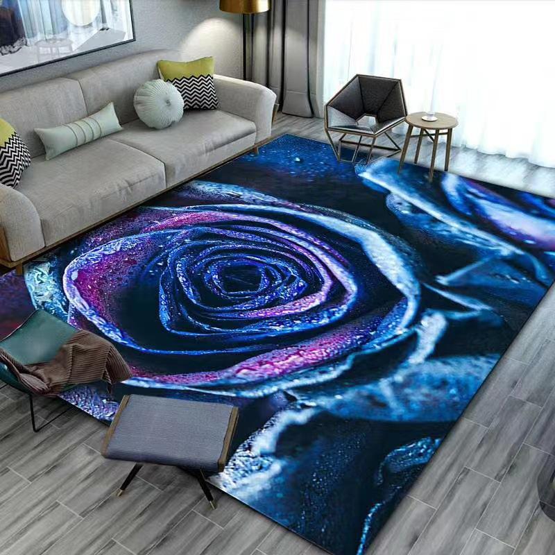 Flower Carpet Retro Printed Abstract Carpet Living Room Tea Table Mat Home Room Carpet Mat