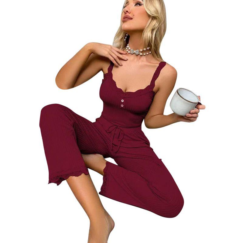 Women Vest and Pants Pajama Set Loungewear