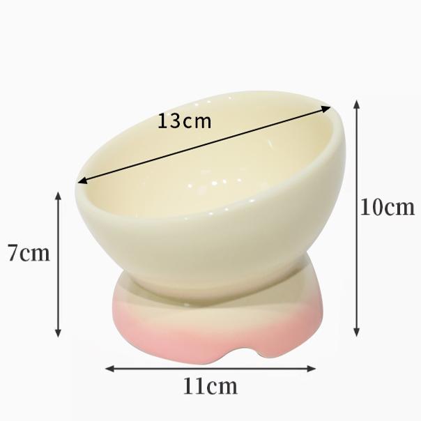

Creative Ceramic Tall Footed Bowls, Anti Overturning Neck Protection, Slanted Mouth, Gradient Color Cat Bowl, Pet Supplies , 1Pc