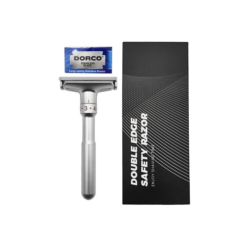 Double-Sided Men's Manual Shaving Razor with Stand