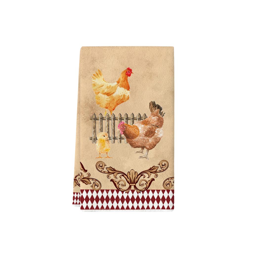 4pcs Christmas Towels - Farmhouse Style Kitchen Dish Cloths and Towels - Vintage style, classic colors, soft polyester, absorben