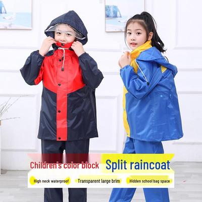 Kids' Raincoat & Rain Pants Set for Boys & Girls—Suitable for Kindergarten To Elementary, Thickened, Split Design.