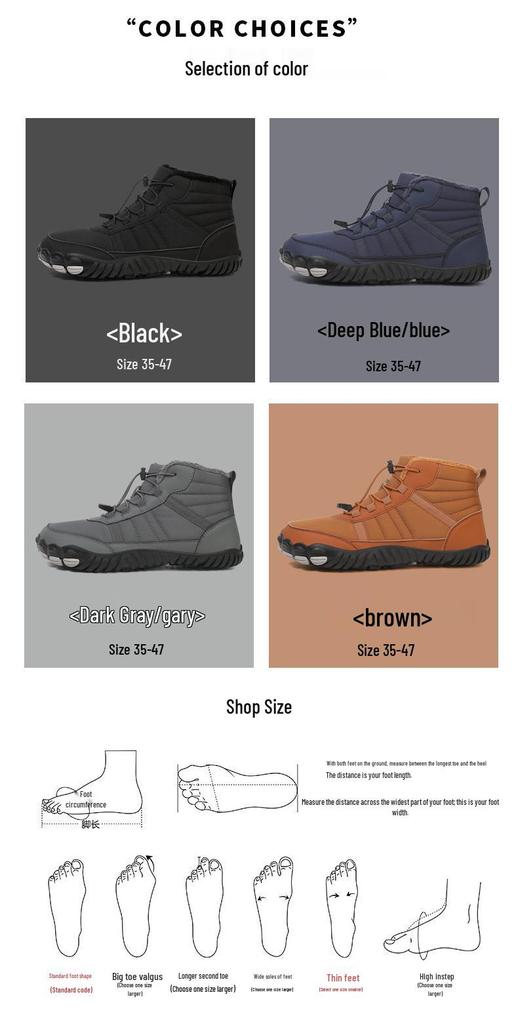 Men's Waterproof High-Top Winter Snow Boots, Warm Anti-Slip Velvet-Lined Hiking Shoes