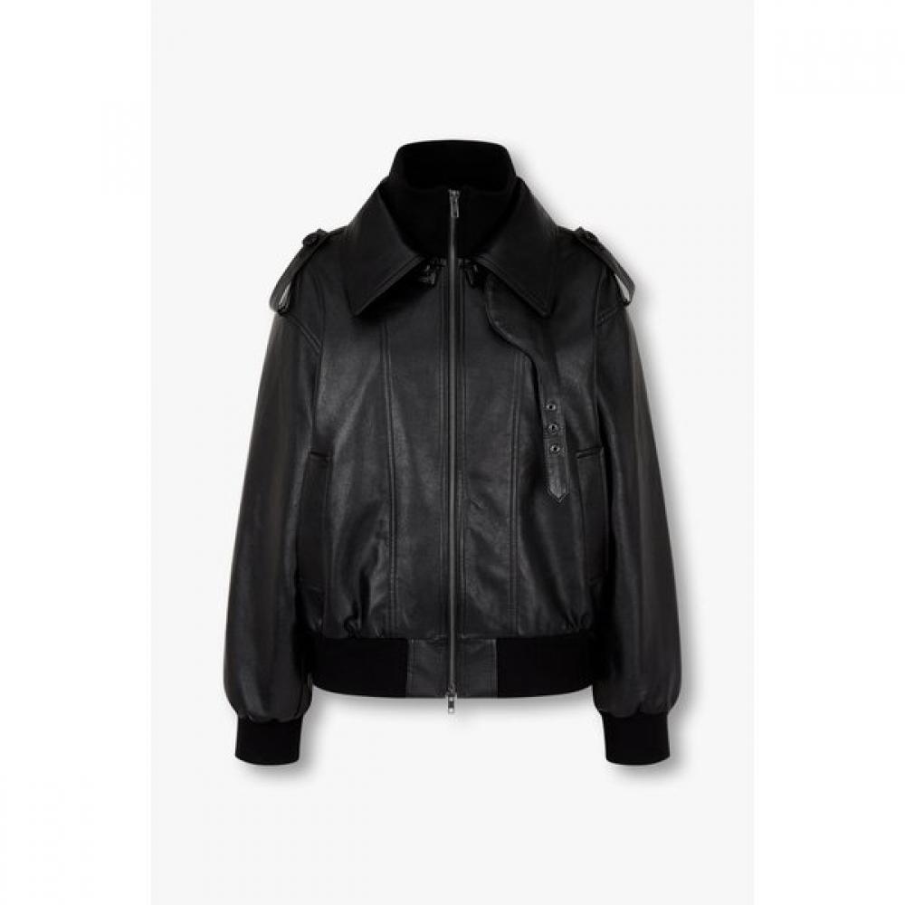 Studio Tomboy Synthetic Leather Bomber Jacket 9105161a01ar 