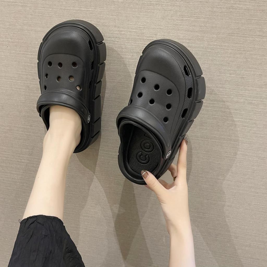 Hole Shoes Chunky Slippers Summer Beach Shoes Outdoor Green Platform Sandals