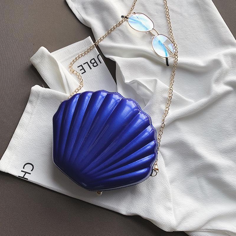Women Sequin Decor Small Shell Handbag Adjustable Chain Strap Cute Shoulder Crossbody Bag for Work Shopping Party