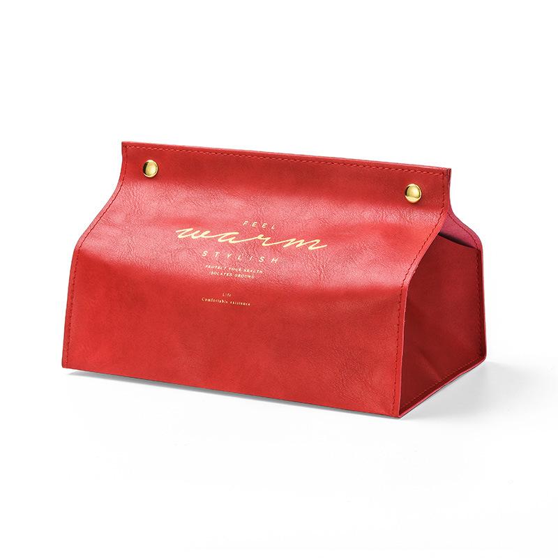 New INS-Style Leather Tissue Holder for Home, Office, and Car красный