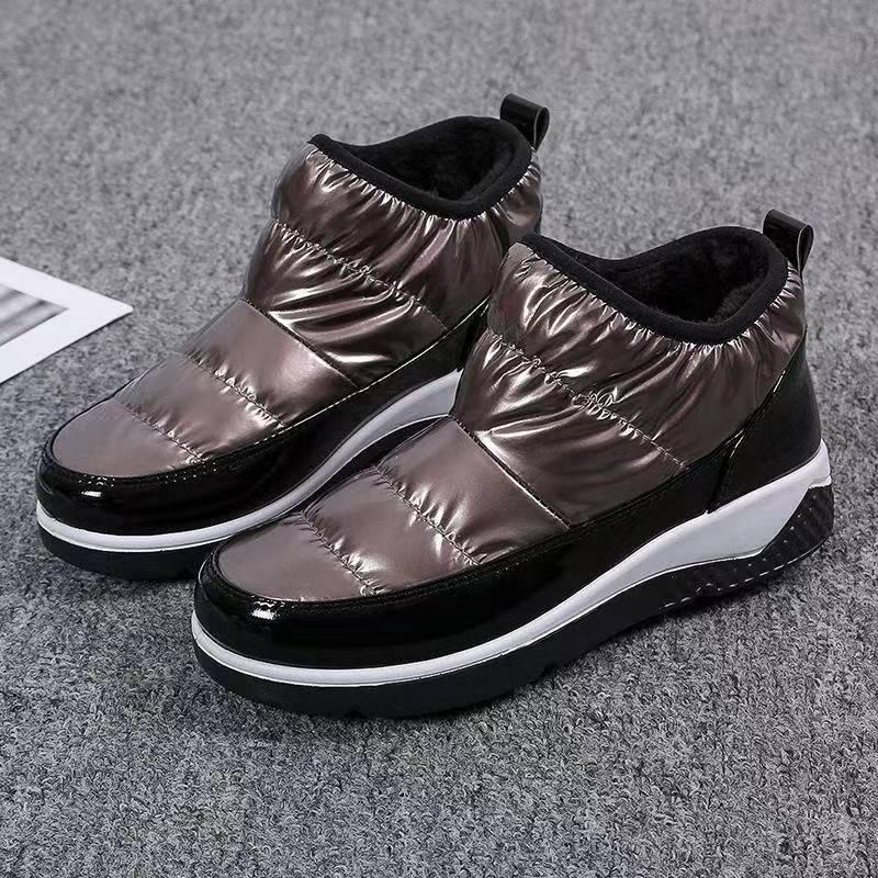 Velvet and Cotton Short Tube Snow Boots for Women's Cross-border Big Size Round Toe Warm and Thick Soled Cotton Shoes