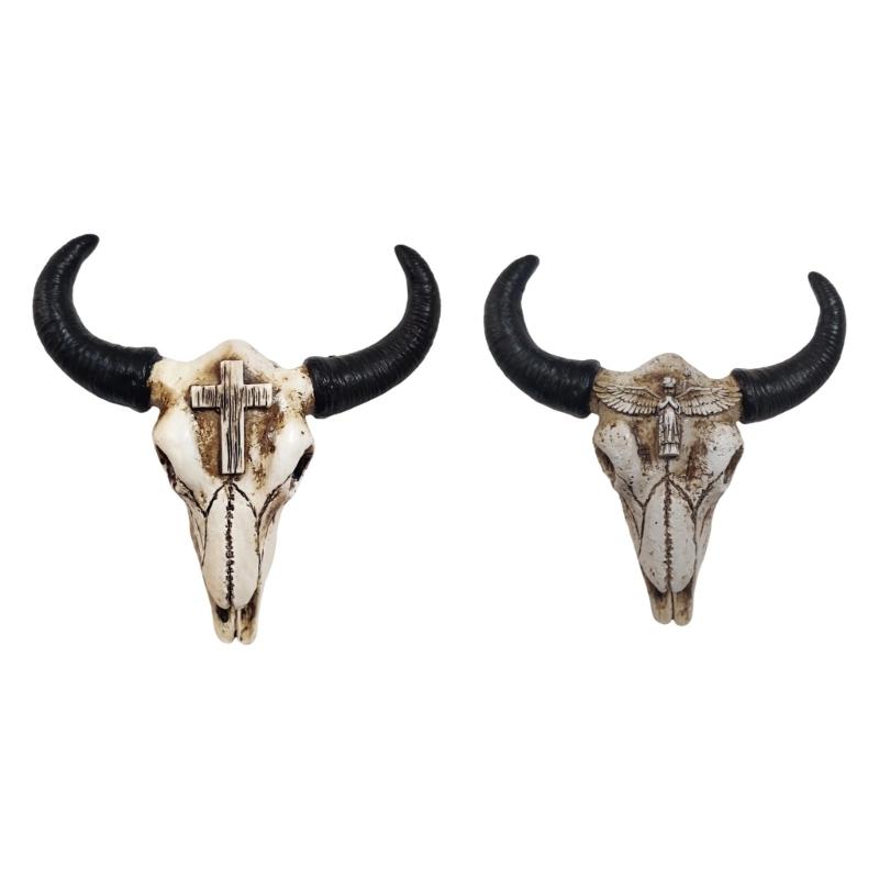 Decorazione Murale Artistica Teschio di Mucca in Resina Elegante per Casa Ufficio Caffetterie e Regalo Ornamento Decorativo Testa di Animale