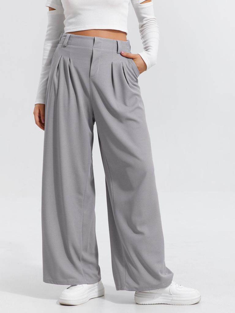 2025 Europese en Amerikaanse Dames Hoge Taille Wijde Pijp Elegante Casual Broek