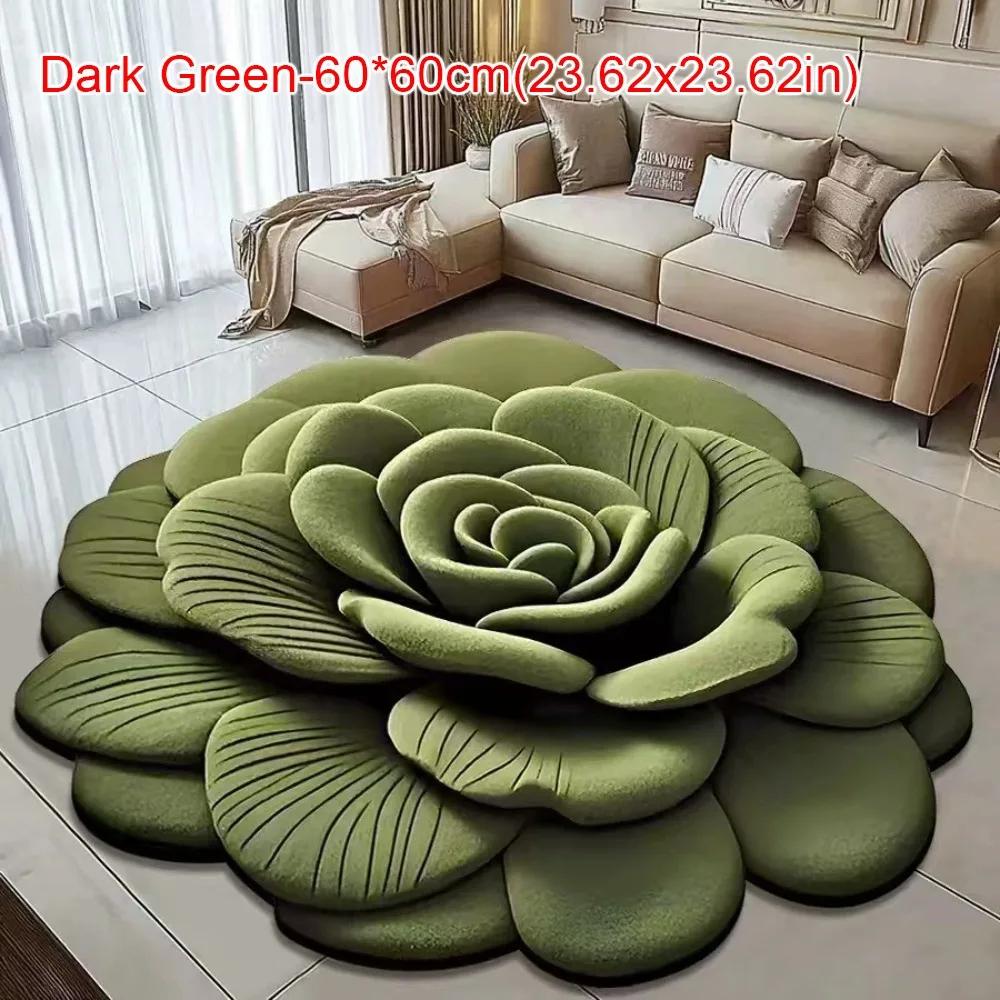 Special-shaped Flower Carpet Non-slip Soft Peony Floor Mat Absorbent 40x40cm/60x60cm Blanket for Living Room Tea Table Bedside