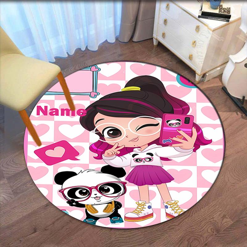 Custom Name Luluca Panda Printed Round Rug Carpet Chair Rug Area Rug Entryway Doormats,for Office Chair Living Room Bedroom Kitchen Room.