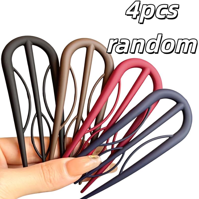 

4pcs random Frosted U-Shape Hairpin Set – Bangs Headdress, Tempered, Holiday Gift, Elegant